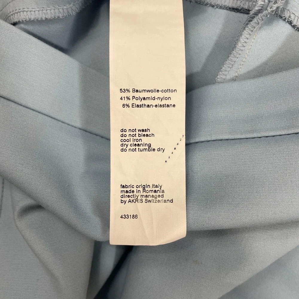 Akris Punto Light Blue Womens Dress Pants Side Zipper Cotton Blend Straight Leg‎